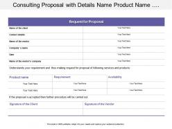Consulting proposal with details name product name