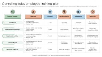 Consulting Sales Employee Training Plan