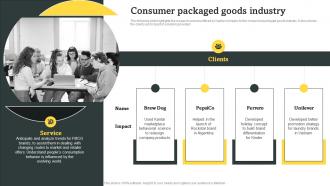 Consumer Packaged Goods Industry Consulting Company Profile Ppt Slides Vector CP SS V