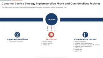 Consumer Service Strategy Implementation Phase And Considerations Features Consumer Service Strategy