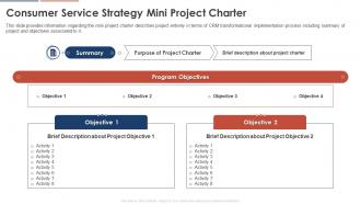 Consumer Service Strategy Mini Project Charter Consumer Service Strategy Transformation Toolkit
