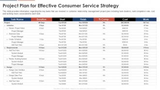 Consumer Service Strategy Transformation Toolkit Project Plan For Effective Consumer Service Strategy