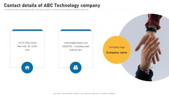 Contact Details Of Abc Technology Company Smart Devices Funding Elevator Pitch Deck
