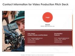 Contact information for video production pitch deck