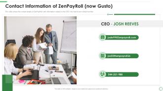 Contact information of zenpayroll now gusto ppt ideas templates