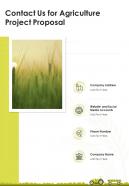 Contact Us For Agriculture Project Proposal One Pager Sample Example Document