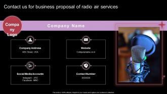 Contact Us For Business Proposal Of Radio Air Services Ppt Layout