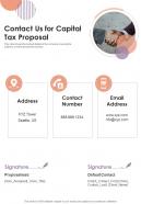 Contact Us For Capital Tax Proposal One Pager Sample Example Document