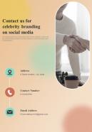 Contact Us For Celebrity Branding On Social Media One Pager Sample Example Document