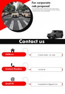 Contact Us For Corporate Cab Proposal One Pager Sample Example Document