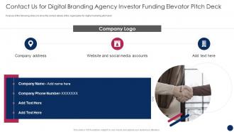 Contact Us For Digital Branding Agency Investor Funding Elevator Pitch Deck