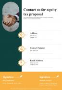 Contact Us For Equity Tax Proposal One Pager Sample Example Document
