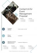 Contact Us For Event Management Proposal One Pager Sample Example Document