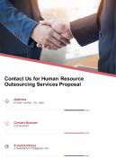 Contact Us For Human Resource Outsourcing Services Proposal One Pager Sample Example Document
