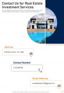 Contact Us For Real Estate Investment Services One Pager Sample Example Document