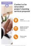 Contact Us For Renovation Project Cleaning Services Proposal One Pager Sample Example Document
