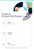 Contact Us For Sports Club Proposal One Pager Sample Example Document