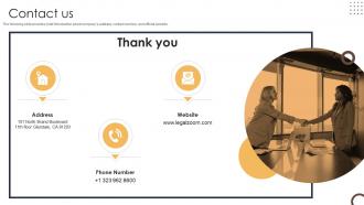 Contact Us Fundraising Pitch Deck For Legal Services Company