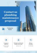 Contact Us Plumbing Maintenance Proposal One Pager Sample Example Document