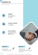 Contact Us Proposal For Marketing Job One Pager Sample Example Document