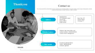 Contact Us Shakr Investor Funding Elevator Pitch Deck