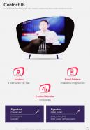 Contact Us Tv Advertisement Service Proposal One Pager Sample Example Document