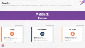 Contact Us Welltrack Investor Funding Elevator Pitch Deck