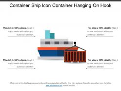 Container ship icon container hanging on hook