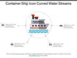 Container ship icon curved water streams