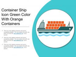 Container ship icon green color with orange containers