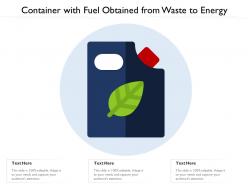 Container with fuel obtained from waste to energy