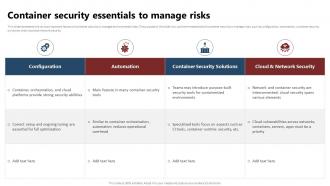 Containerization Technology Container Security Essentials To Manage Risks