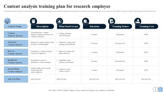 Content Analysis Training Plan For Research Employee