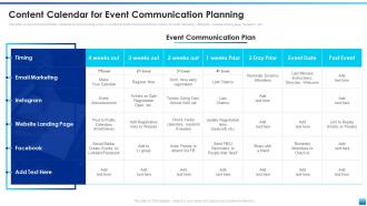 Content Calendar For Event Communication Planning Corporate Event Communication Plan