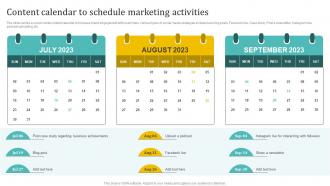 Content Calendar To Schedule Marketing Holistic Approach To 360 Degree Marketing