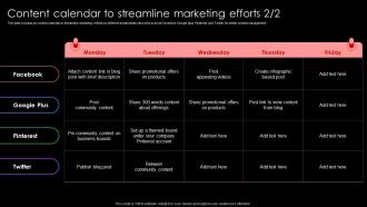 Content Calendar To Streamline Marketing Efforts Lead Nurturing Strategies To Generate Leads Graphical Researched
