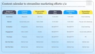 Content Calendar To Streamline Marketing Efforts Steps To Create Content Marketing