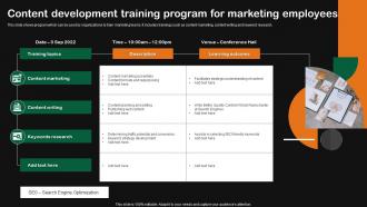 Content Development Training Program For Marketing Employees