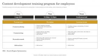 Content Development Training Program Seo Content Plan To Improve Website Traffic Strategy SS V