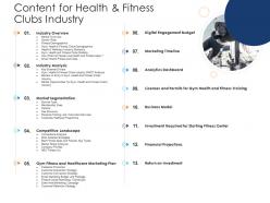 Content for health and fitness clubs industry health and fitness clubs industry ppt graphics