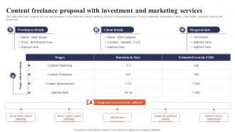 Content Freelance Proposal With Investment And Marketing Services