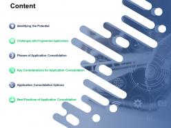 Content key considerations for application consolidation ppt powerpoint presentation infographics show