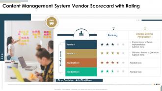 Content management system vendor scorecard with rating ppt file show