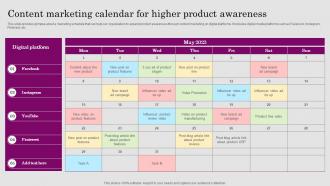 Content Marketing Calendar For Higher Product Consumer ADOPTION Process Introduction