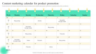 Content Marketing Calendar For Product Promotion Strategies To Build Multi Level Marketing MKT SS V