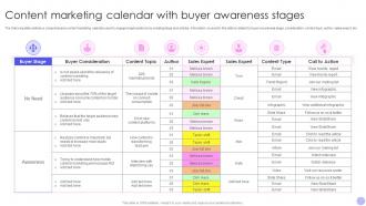 Content Marketing Calendar With Buyer Awareness Stages
