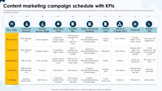 Content Marketing Campaign Schedule With KPIS