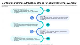 Content Marketing Outreach Methods For Continuous Improvement