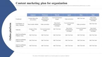 Content Marketing Plan For Organization Positioning Brand With Effective Content And Social Media