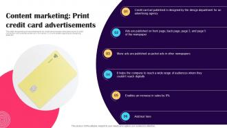 Content Marketing Print Credit Card Promotion Strategies To Advertise Credit Strategy SS V